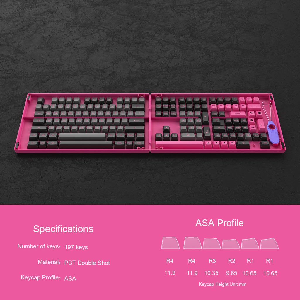 Black & Rose Keycap Set(197-Key)