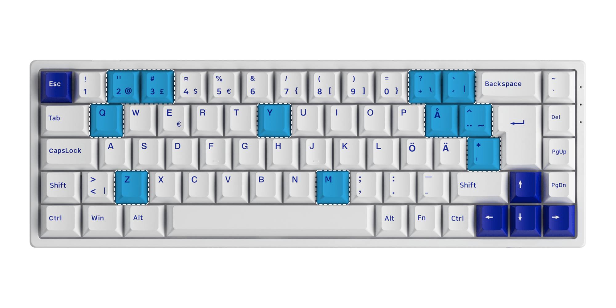 Blue on White 3068B Plus ISO DE/Nordic Keyboard iso nordic layout