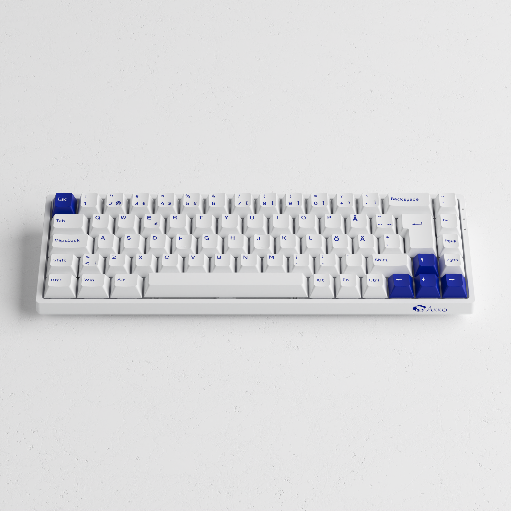 Blue on White 3068B Plus ISO DE/Nordic Keyboard front details