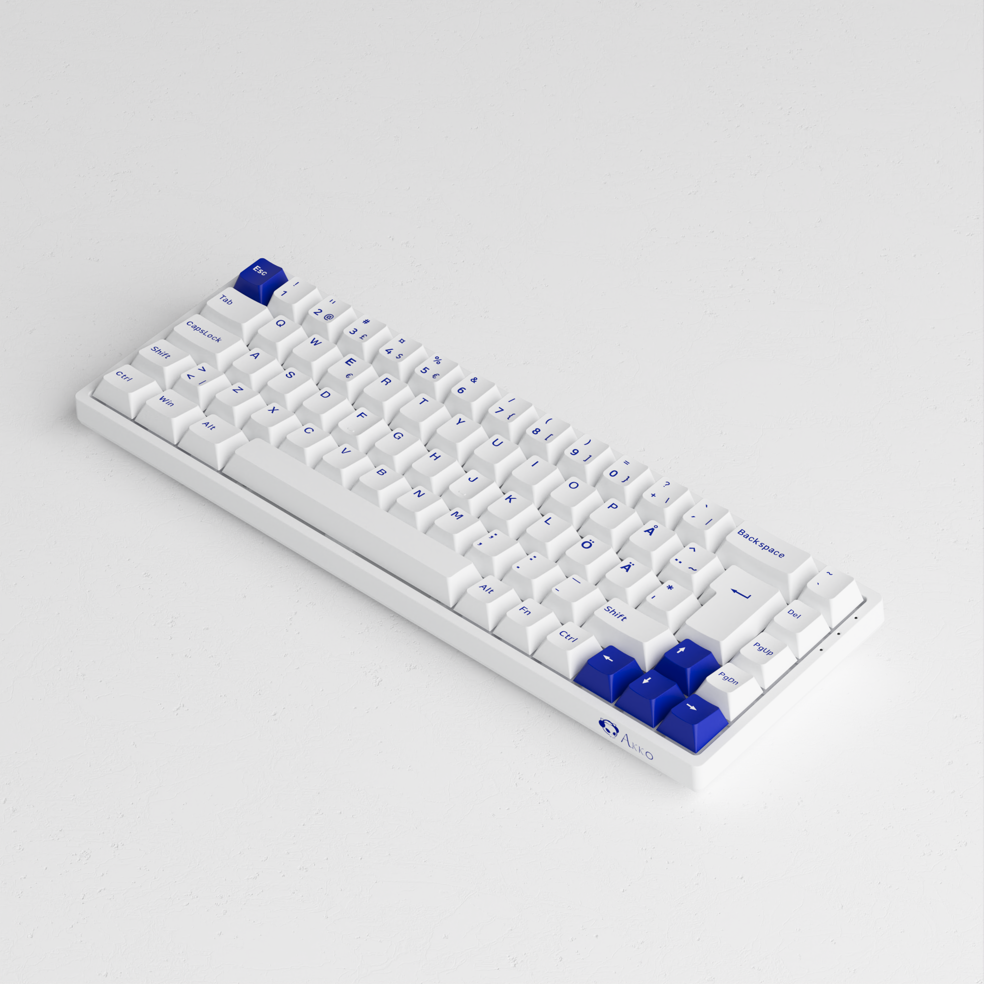 Blue on White 3068B Plus ISO DE/Nordic Keyboard side details