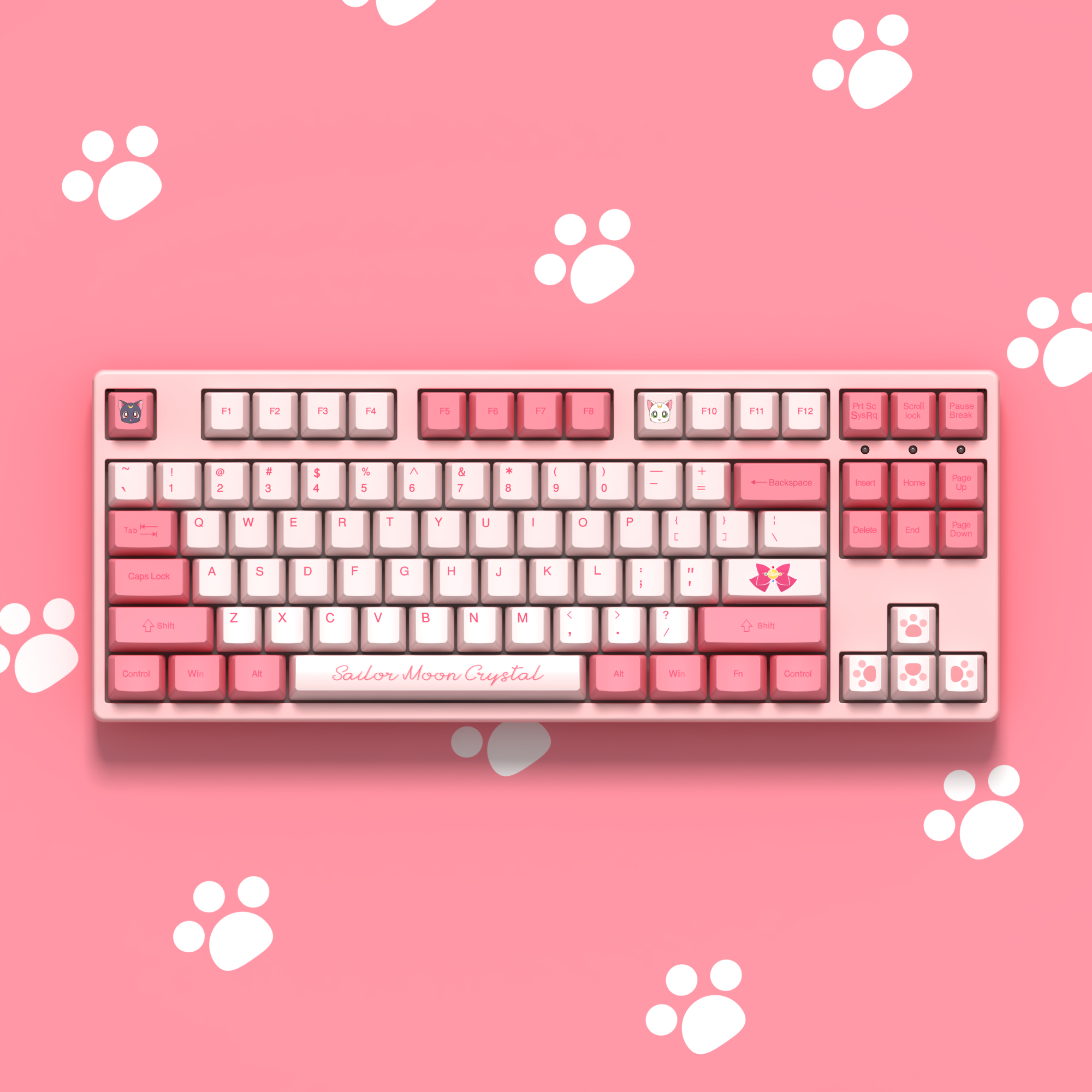 Akko Sailor Moon Crystal 3087 Keyboard in the pink background