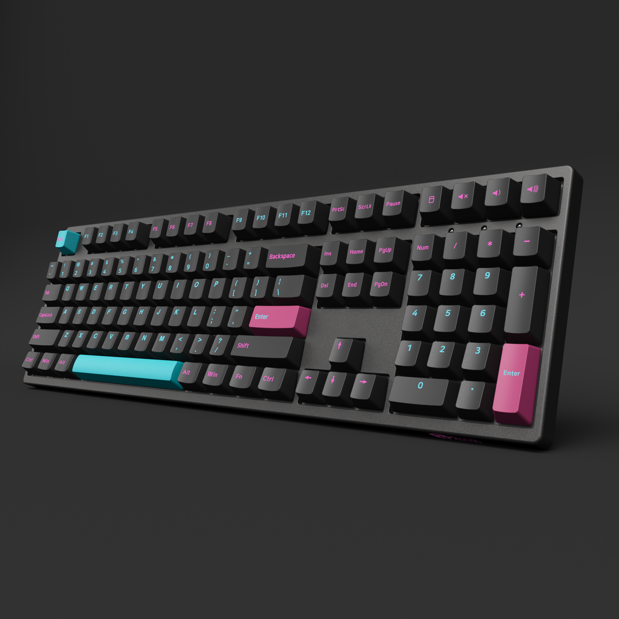 standing midnight wired mechanical keyboard with black background