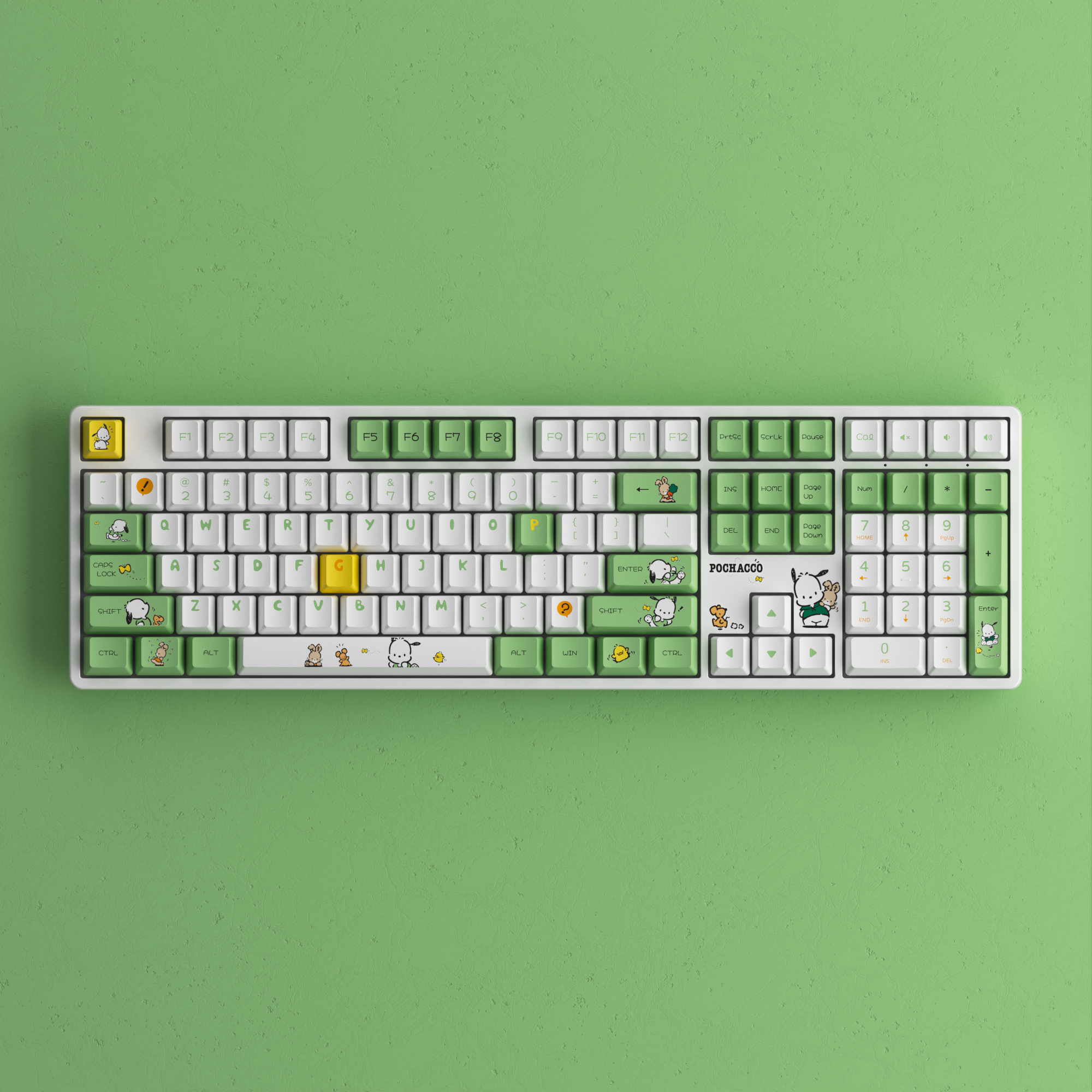 Pochacco Green 5108B Plus Keyboard  in the green background