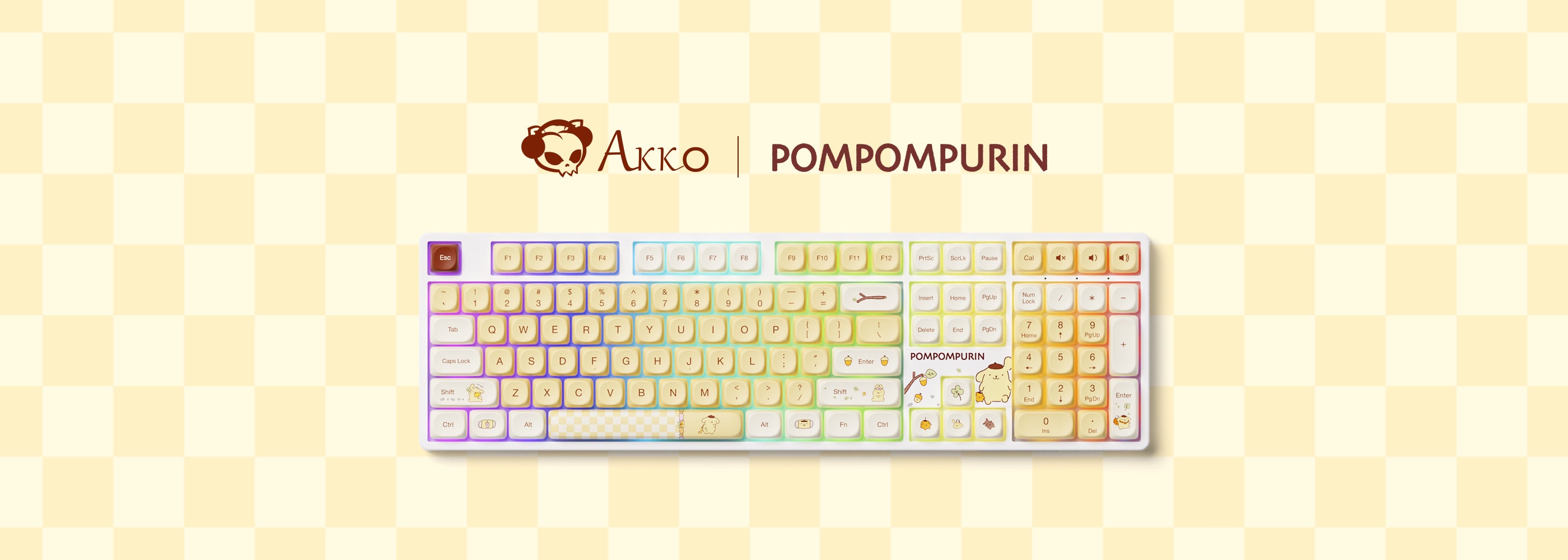 akko pompompurin 5108B plus 100 percent mechanical keyboard with rgb backlit