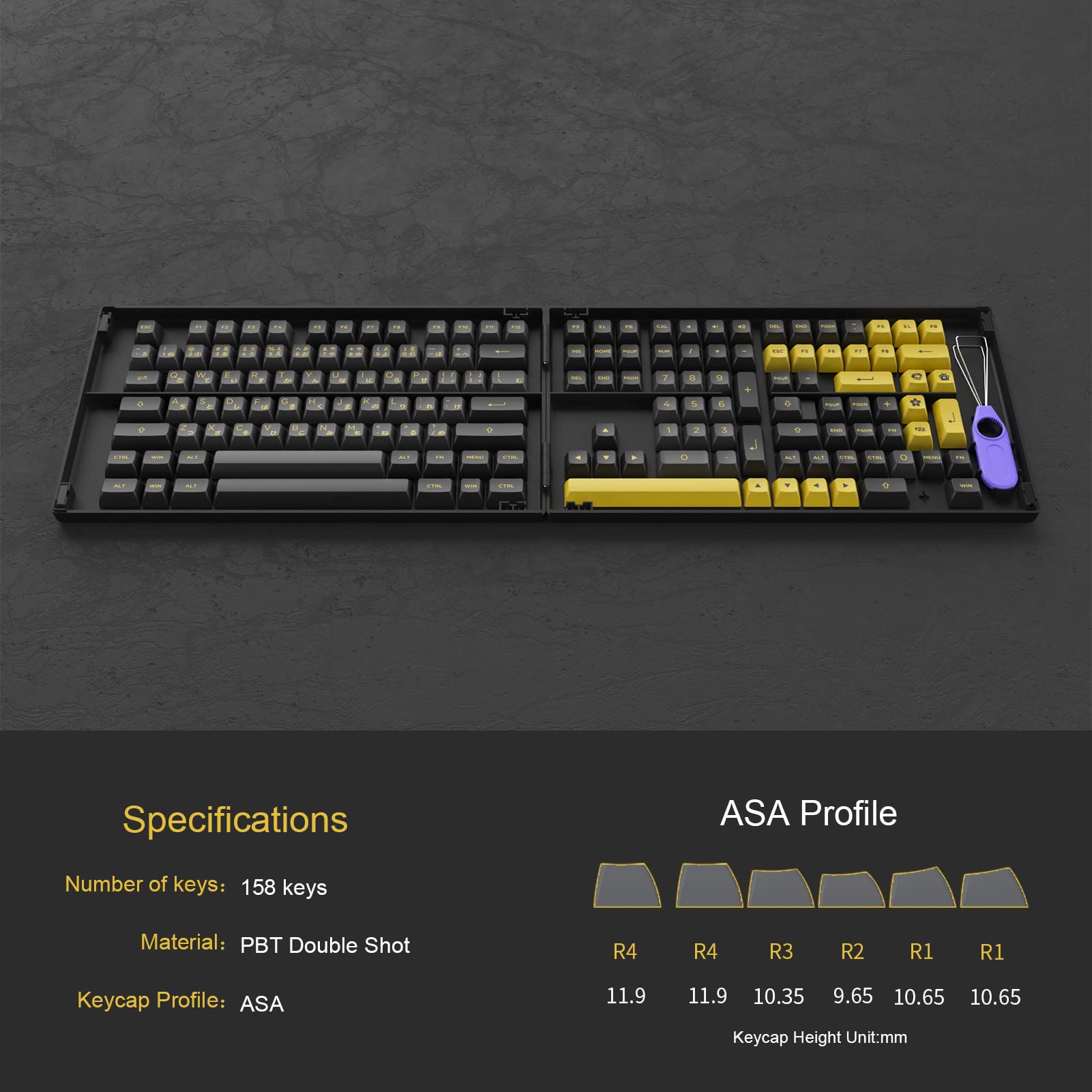 Black & Gold Keycap-Set Hiragana Version(158-Key)