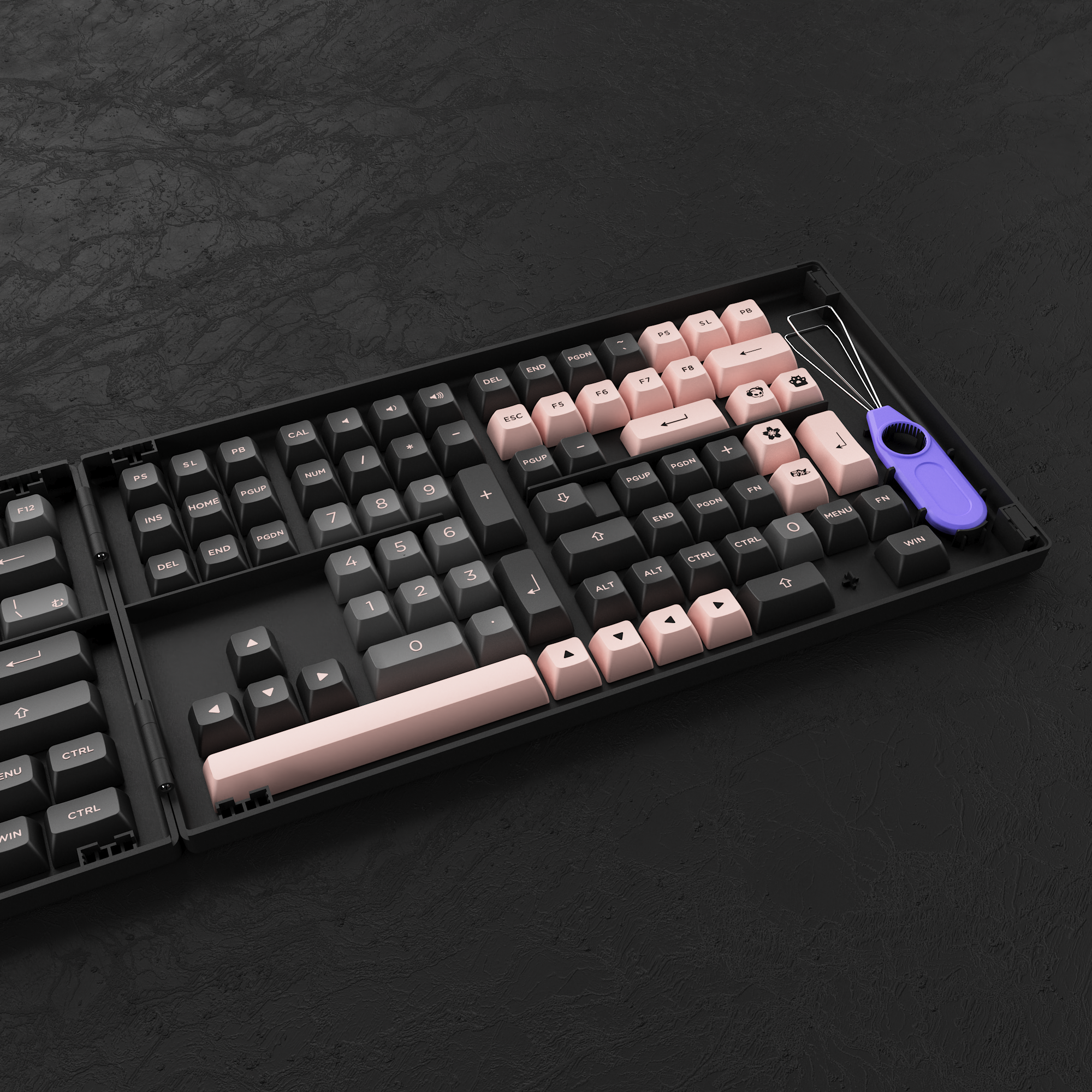 Black & Pink Keycap Set Hiragana Version (158-Key)