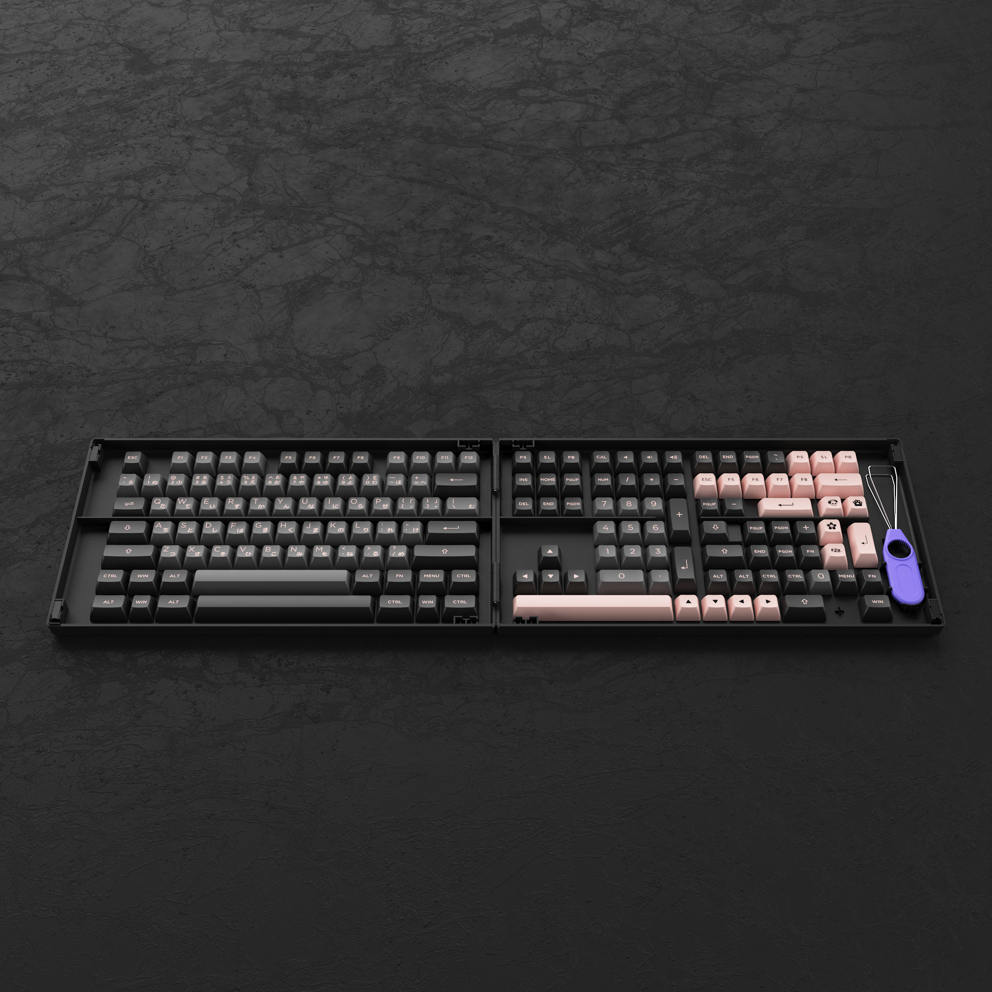 Black & Pink Keycap Set Hiragana Version (158-Key)