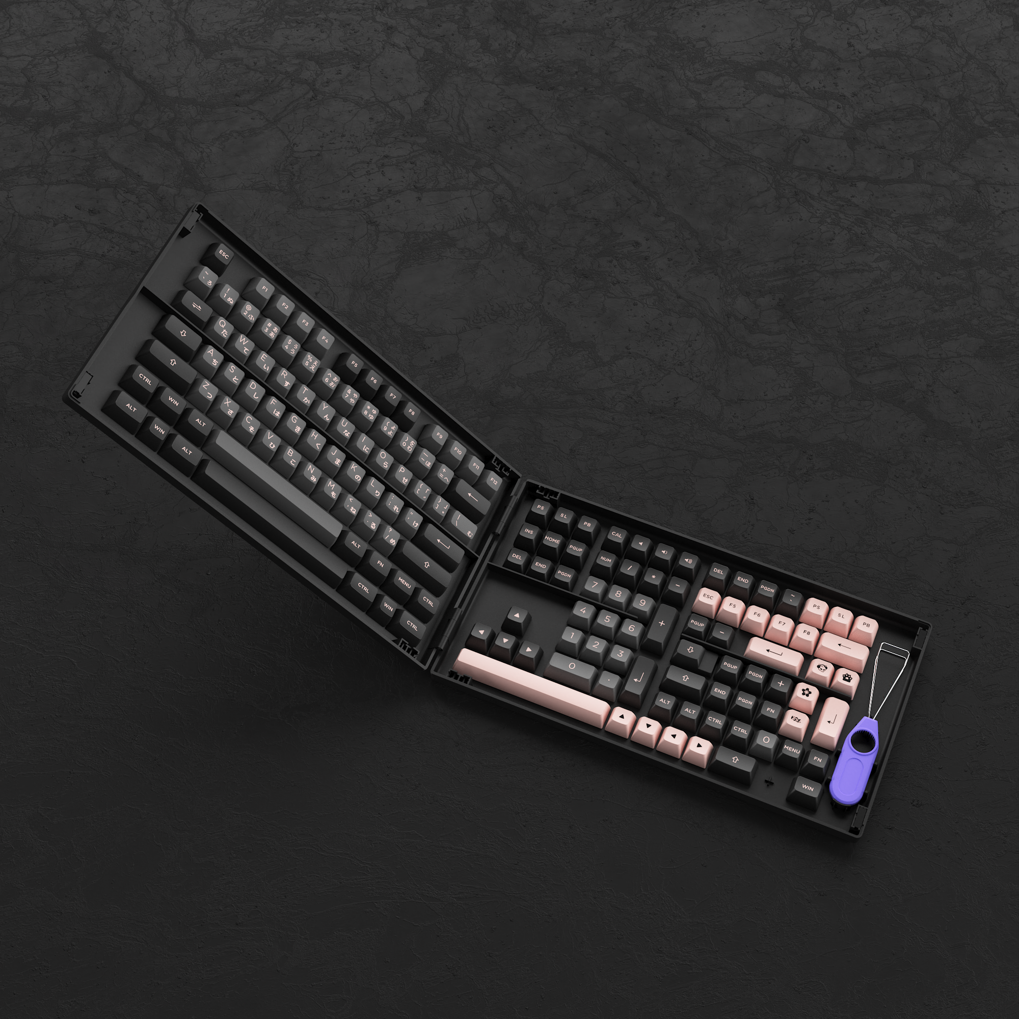 Black & Pink Keycap Set Hiragana Version (158-Key)