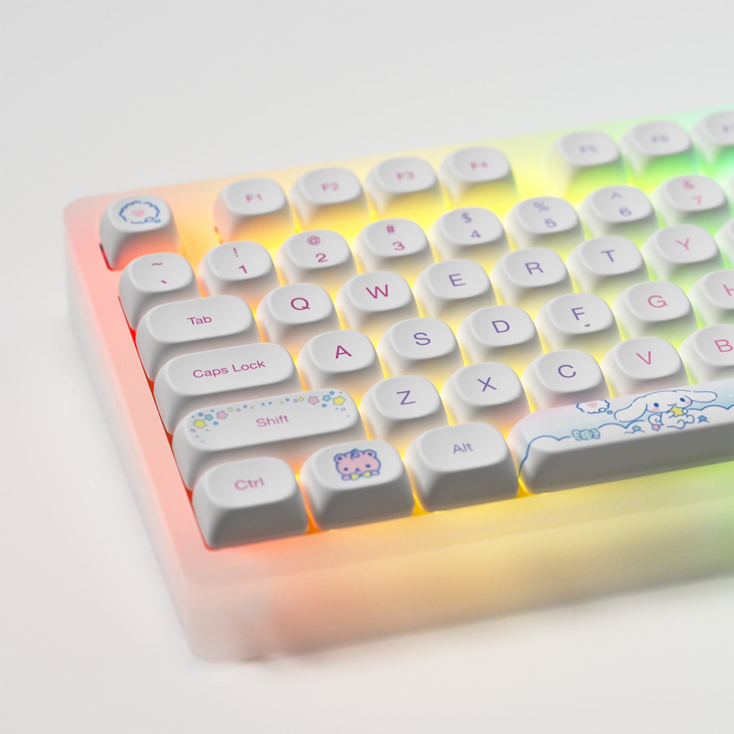 akko cinnamoroll acr tOP 75B  acrylic keyboard rgb backlit effect