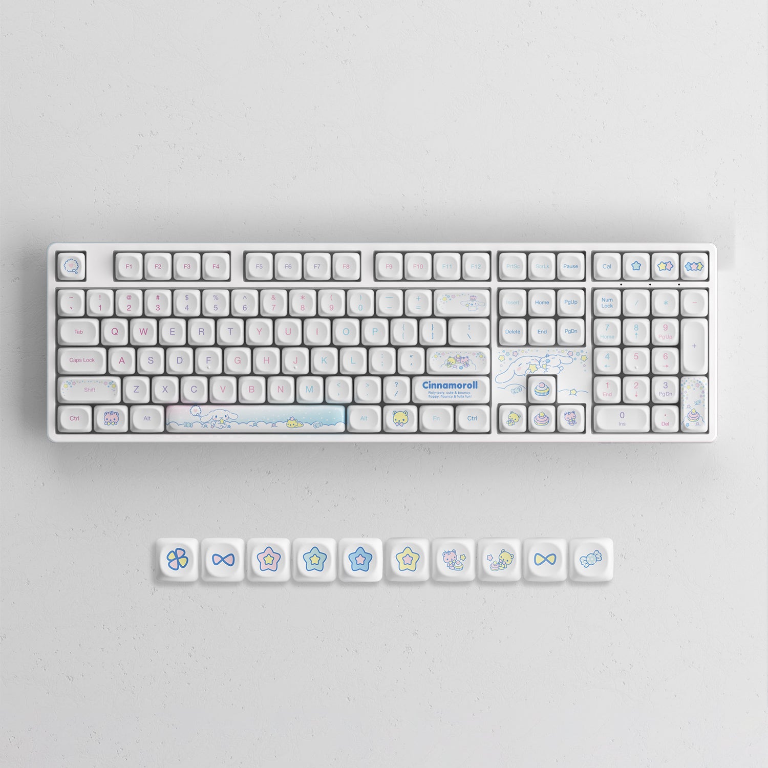 special keycaps of akko cinnamoroll star 5108B plus full size keyboard