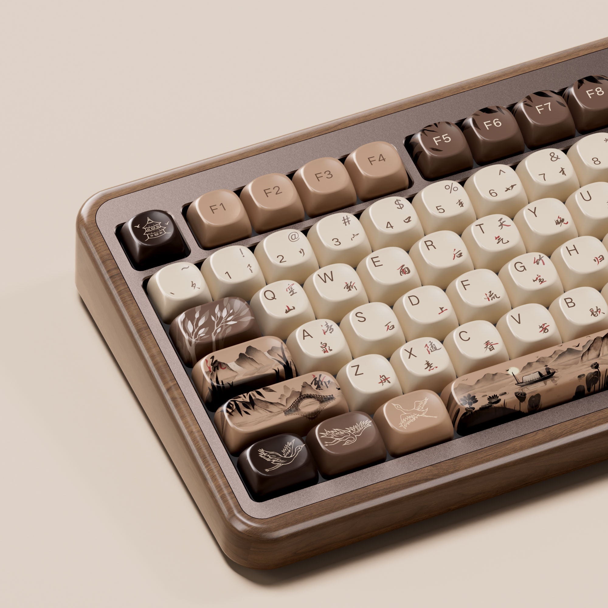 MU02 Wooden Keyboard Mountain Seclusion left side details