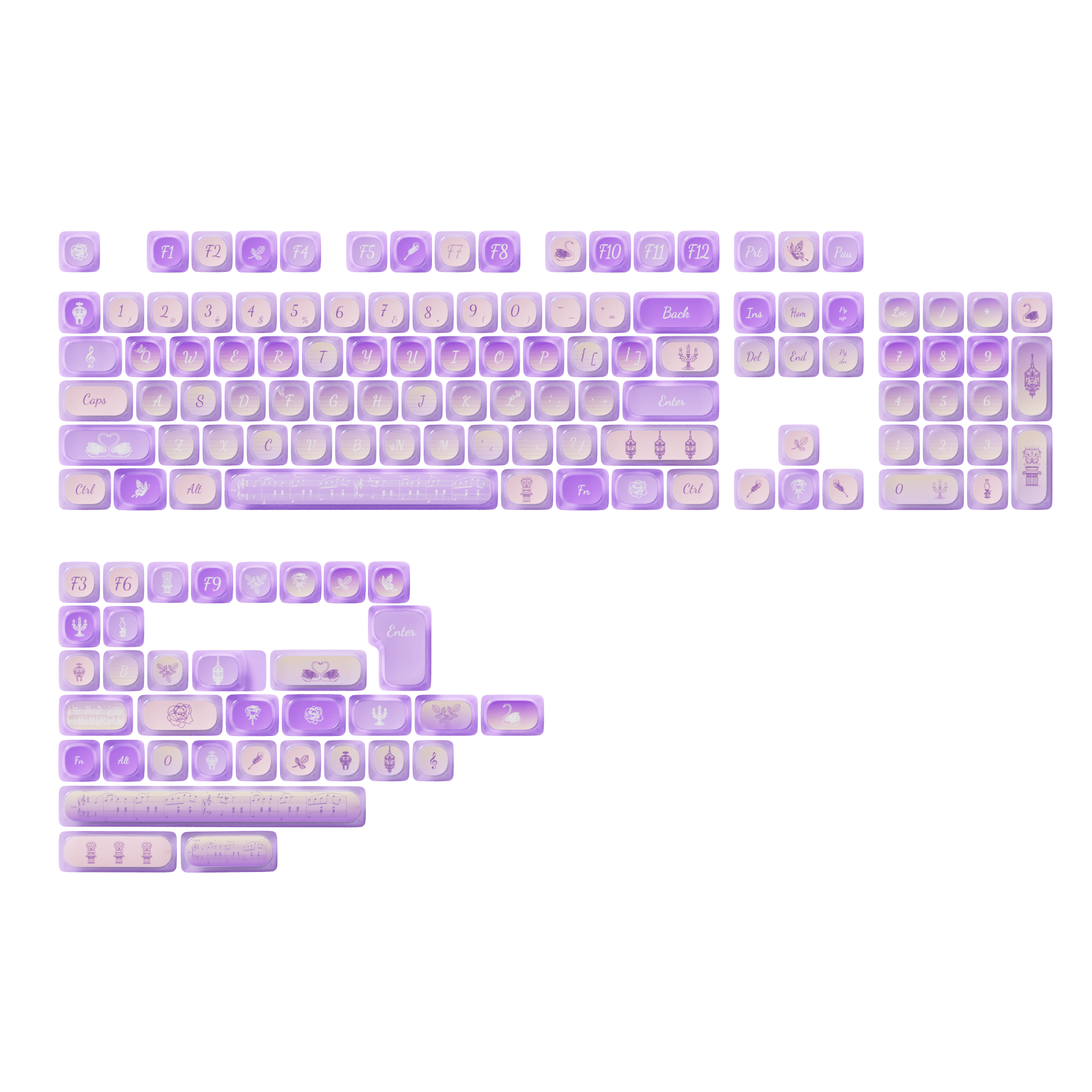 Swan Sonata Pudding Keycap Set (140-key)