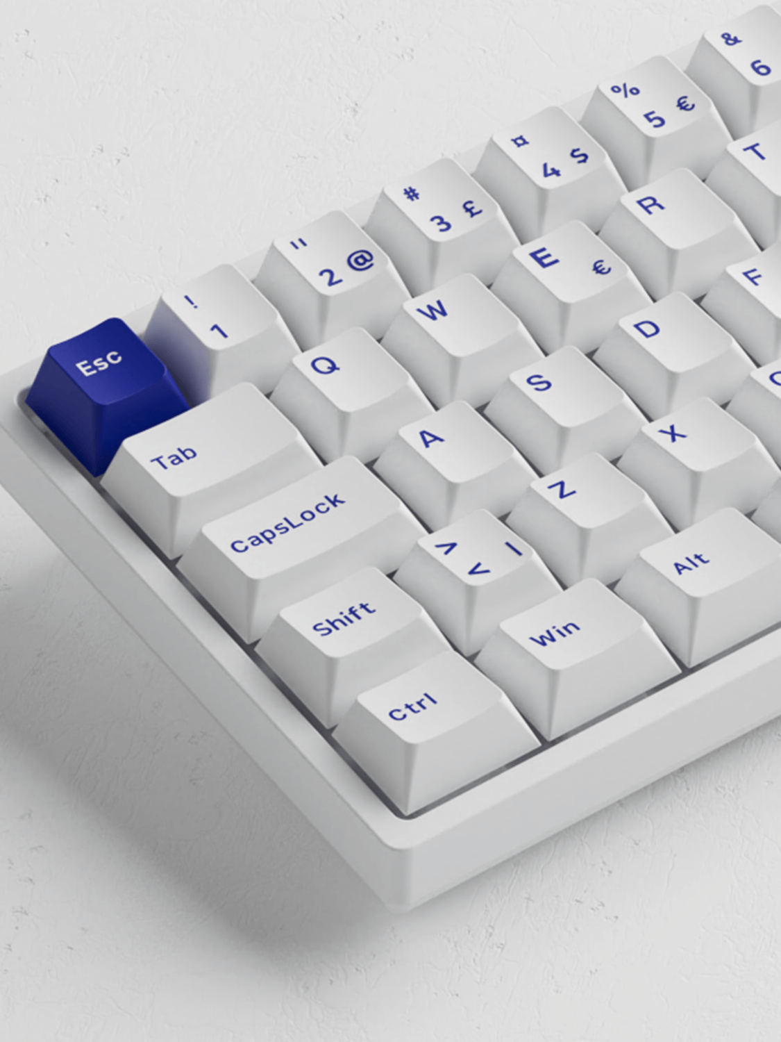 Blue on White 3068B Plus ISO DE/Nordic Keyboard PBT keycap details