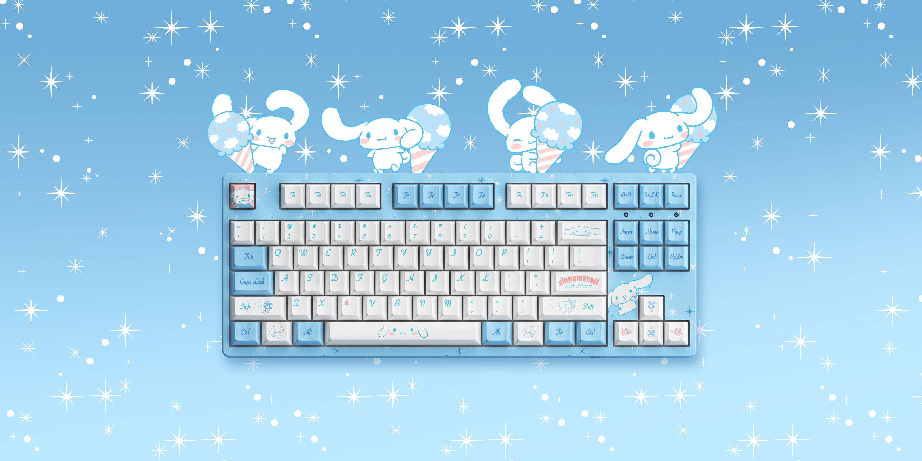 akko cinnamoroll 3087 80 percent keyboard front display