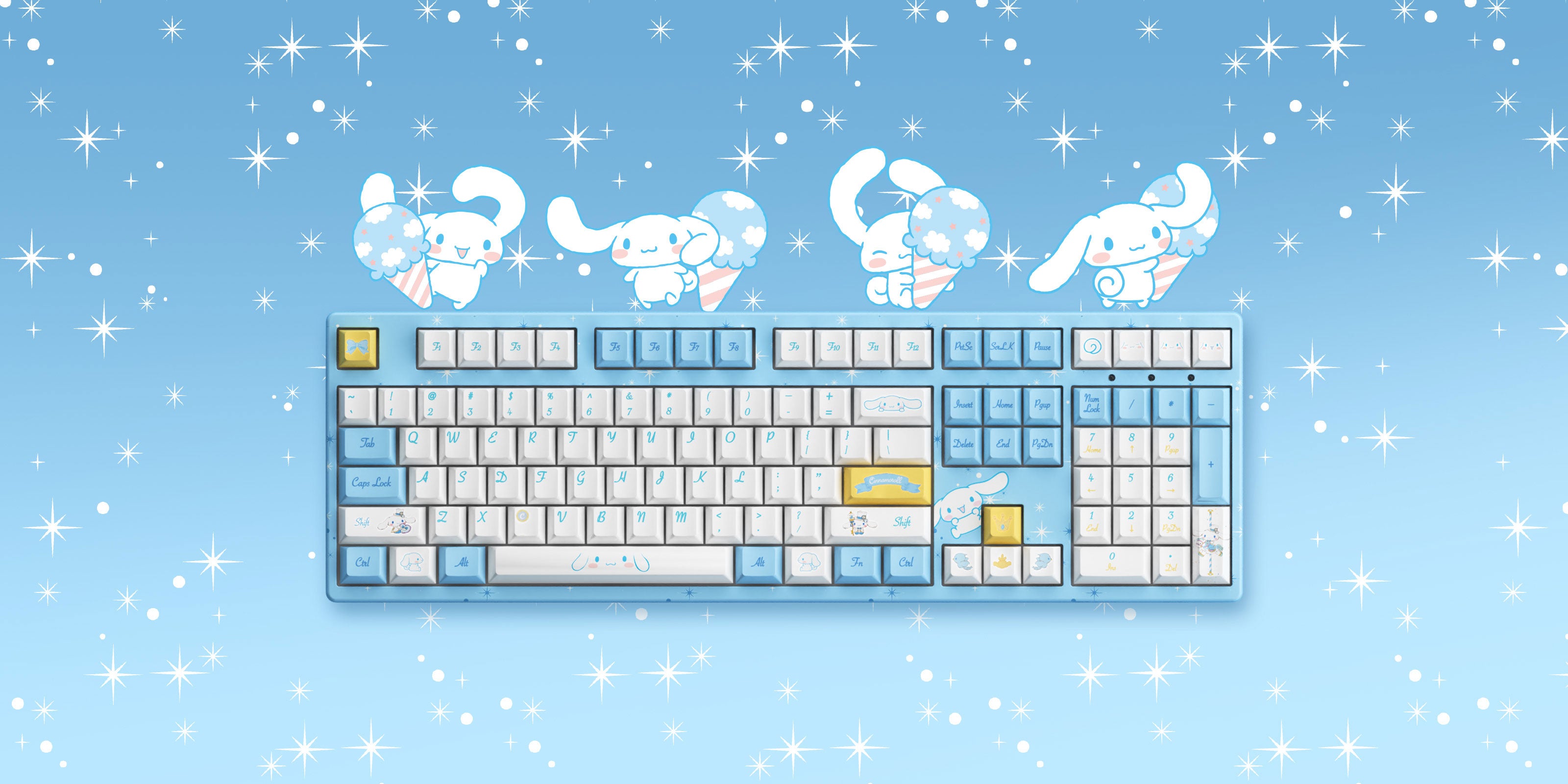 akko cinnamoroll 3108v2 cute mechanical keyboard front display