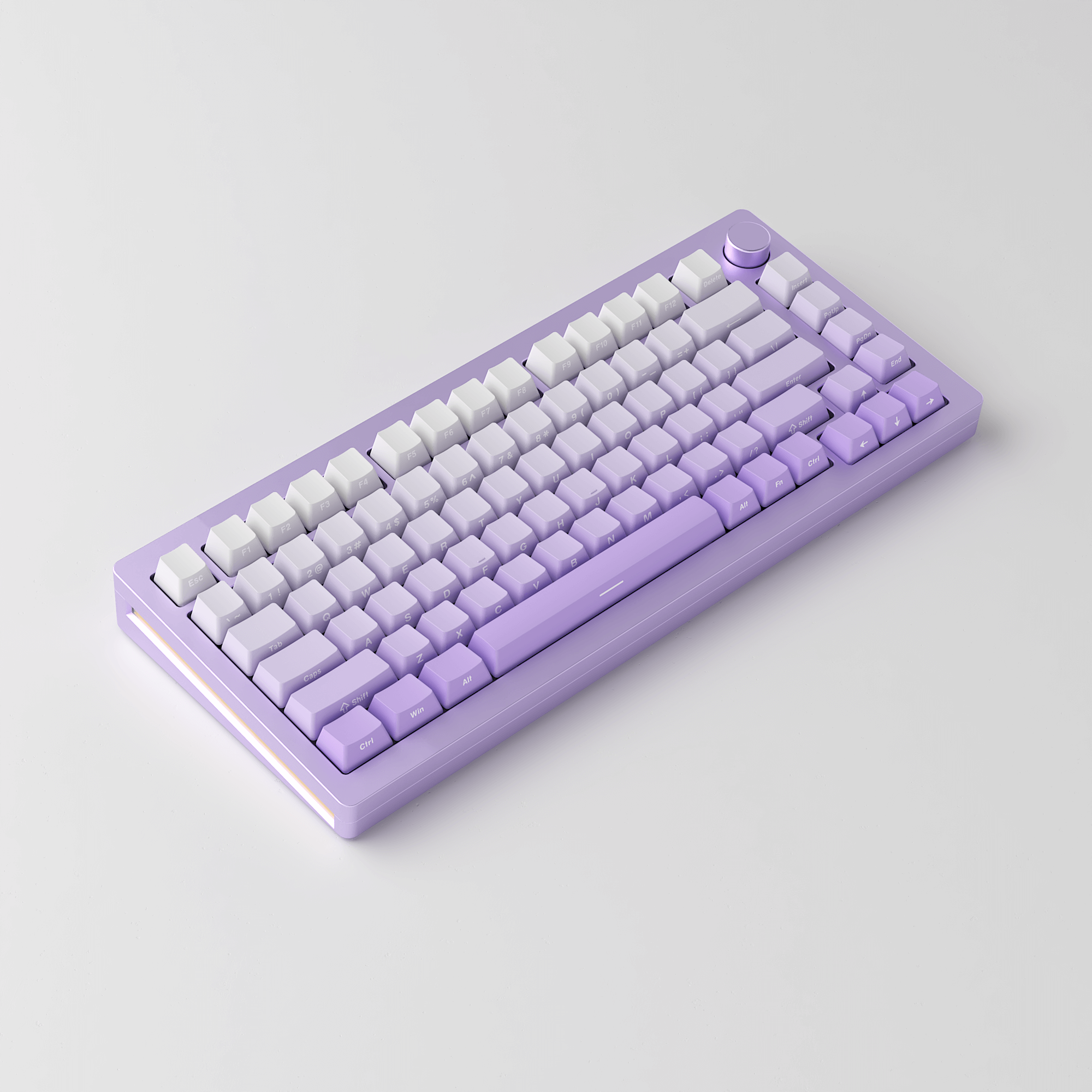 side view of purple monsgeek m1w magnetic switch keyboard