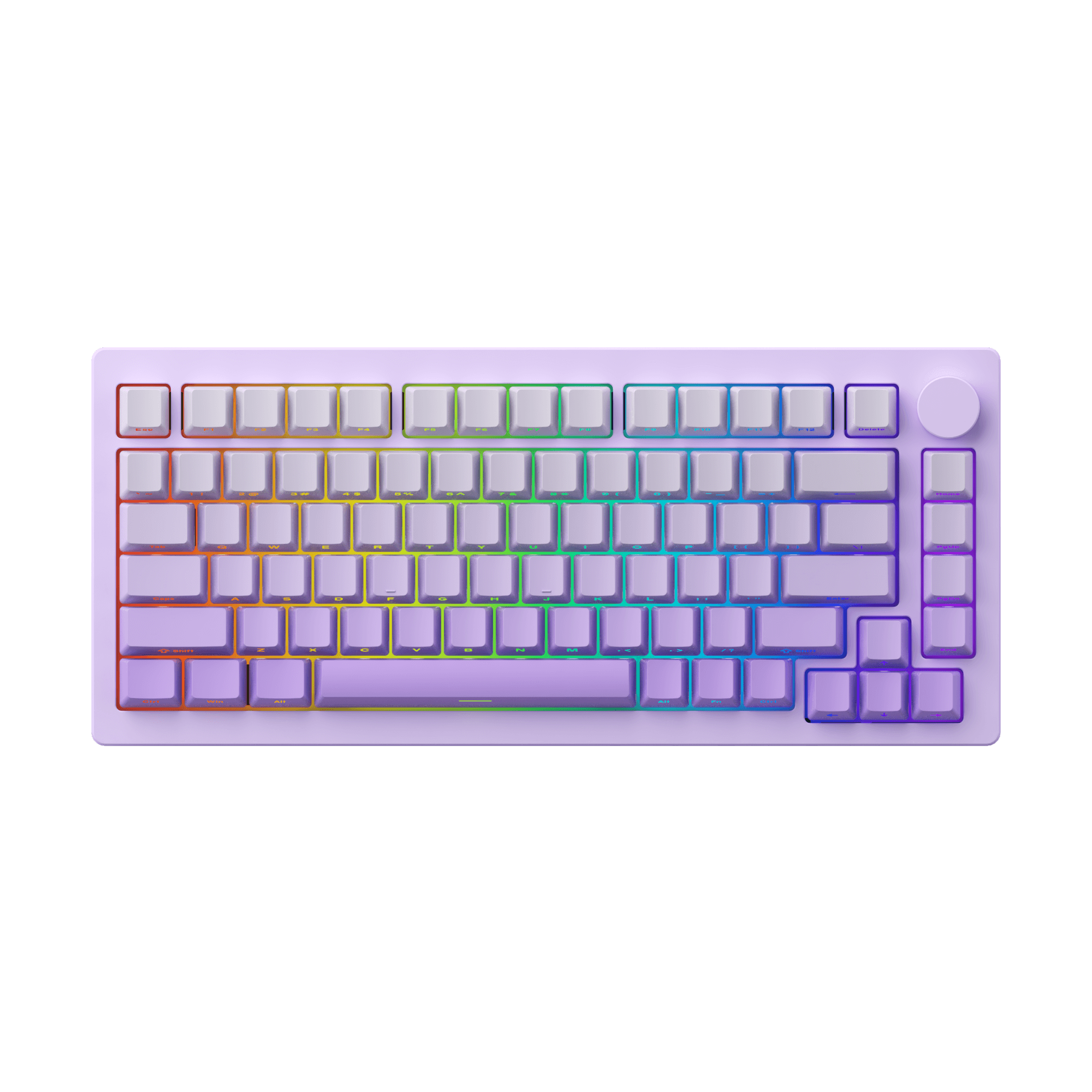 side view of purple monsgeek m1w wireless hall effect keyboard