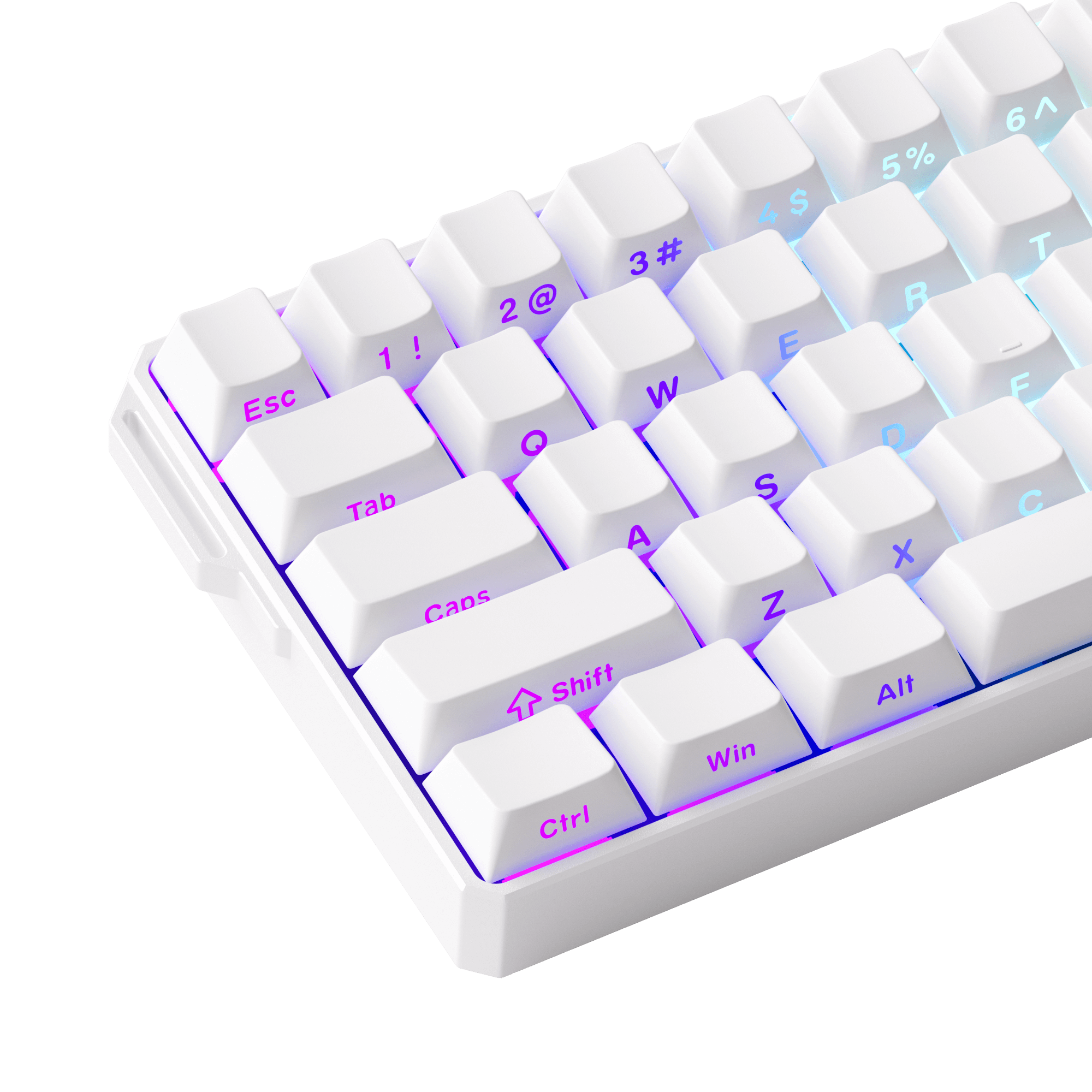 FUN60 Ultra White Magnetic Keyboard Side Printed Keycaps