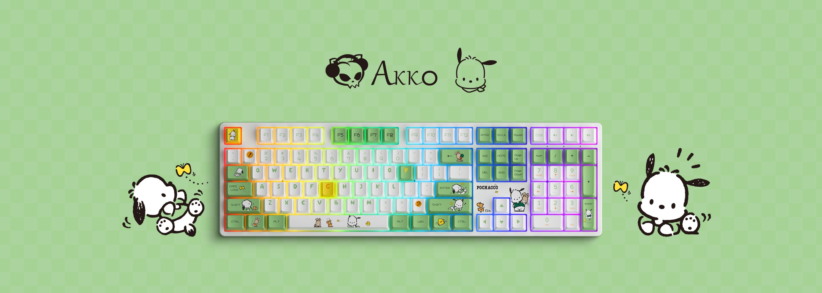 Pochacco Green 5108B Plus Keyboard with carton character Pochacco