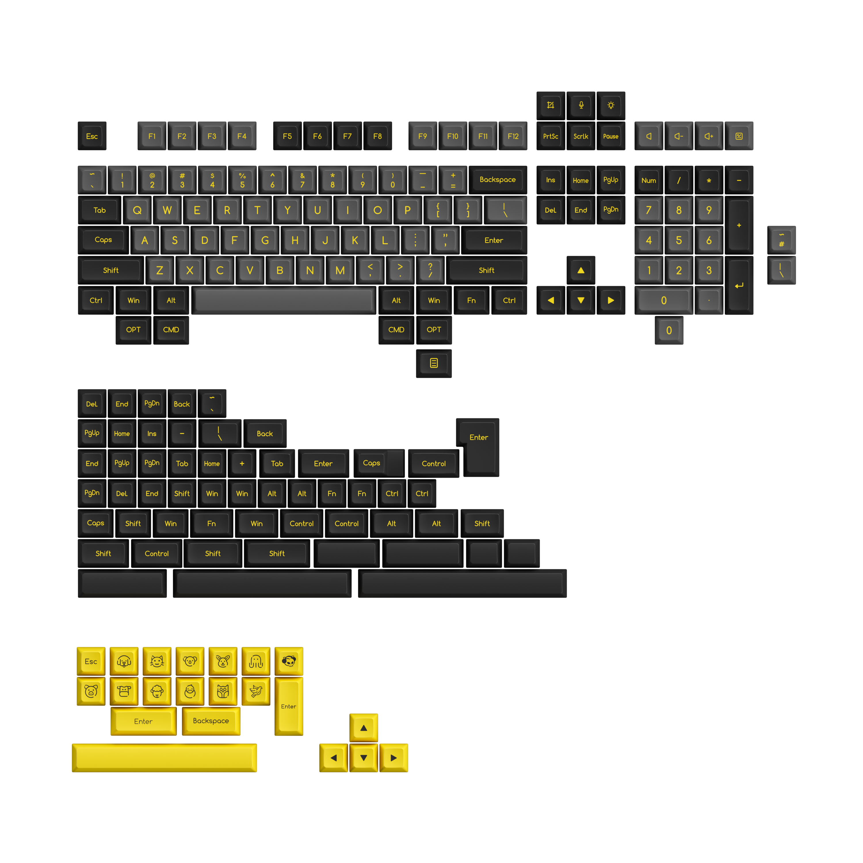 Black & Gold ABS SAL Keycap Set (195-Key)