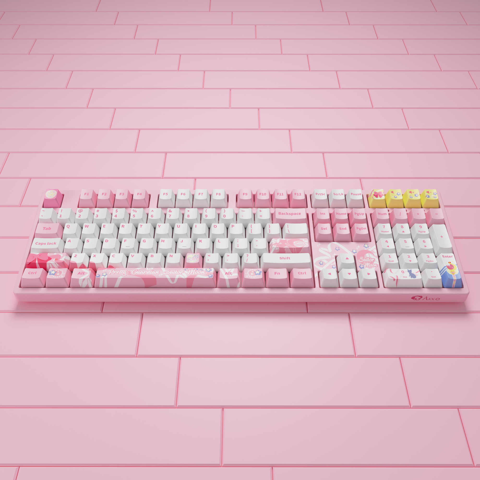 sailor moon crystal 3108rf cute pink keyboard with pink background