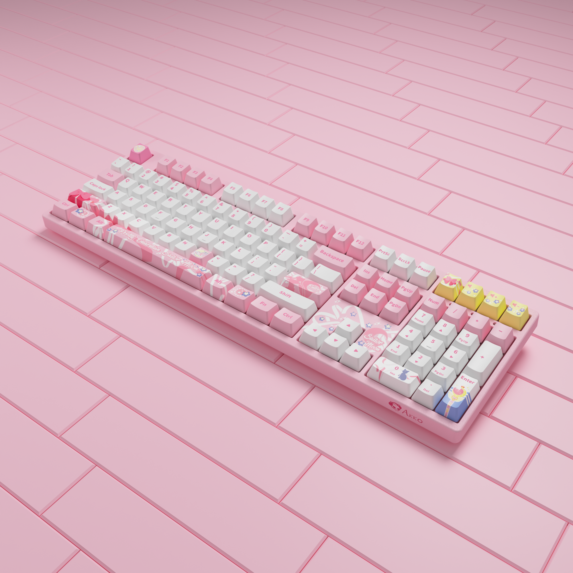 side of sailor moon crystal 3108rf cute pink keyboard with pink background