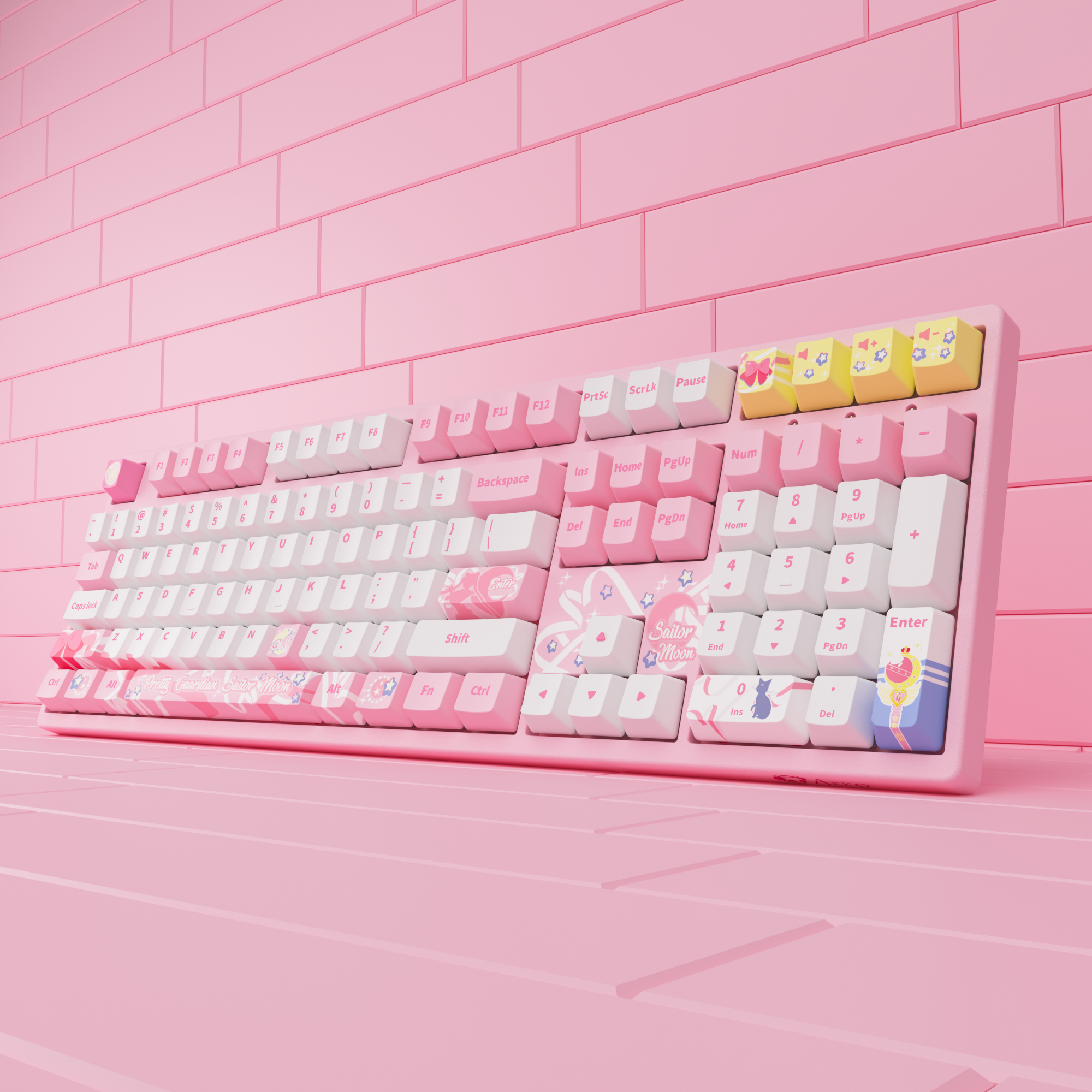 Standing Sailor Moon Crystal 3108rf cute pink keyboard with pink background