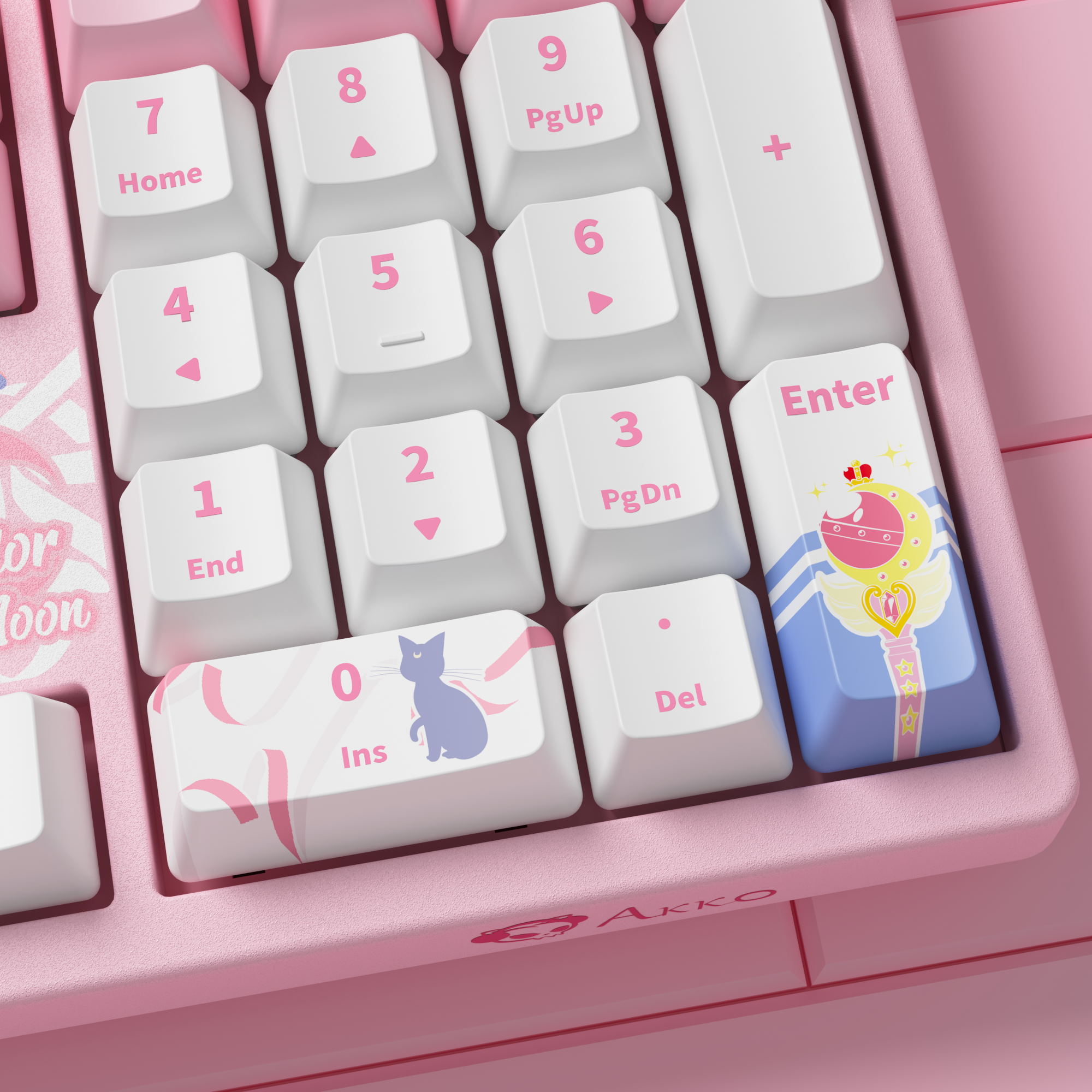 sailor moon crystal 3108rf cute pink keyboard's pink and white keycaps