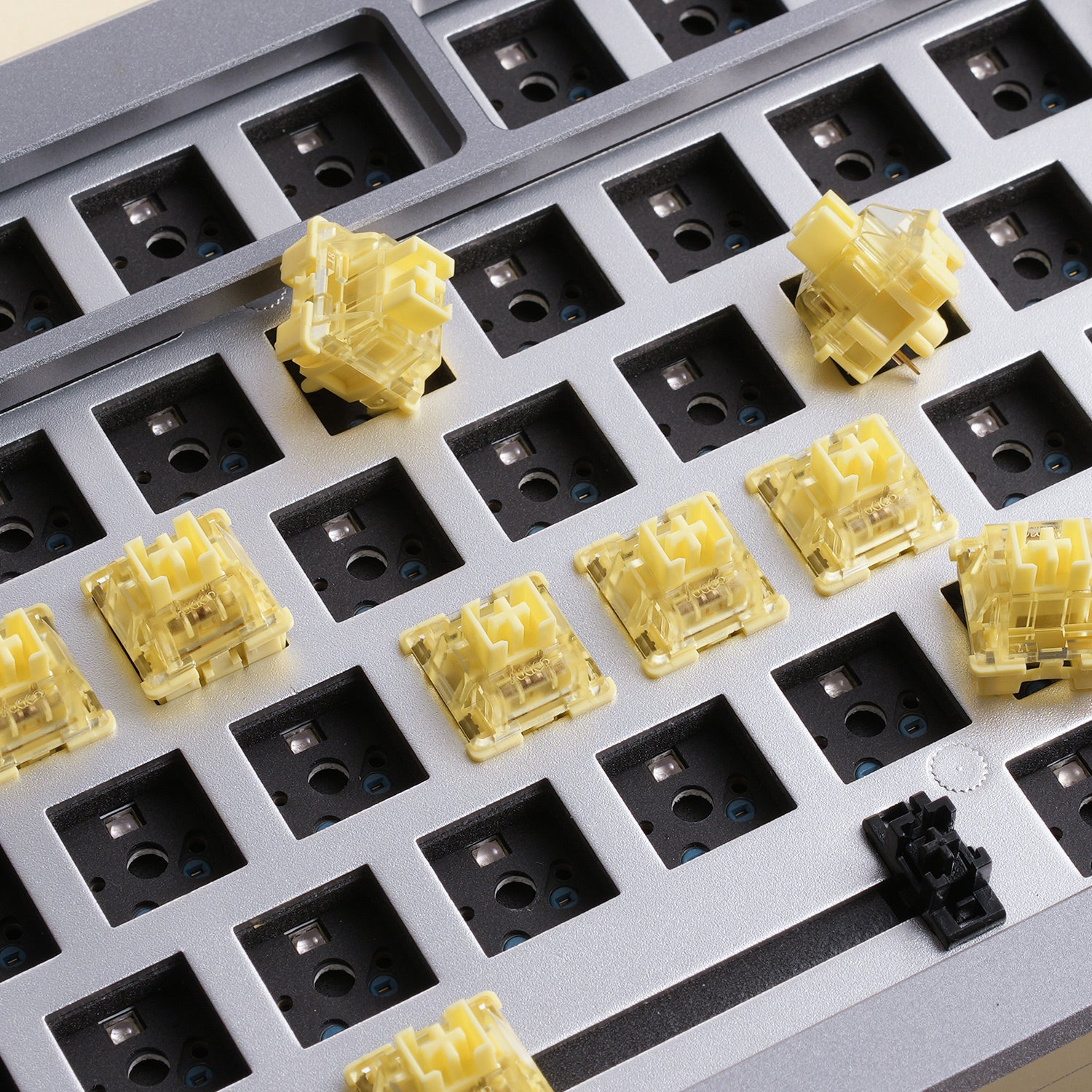 Akko V3 Cream Yellow Pro Switch on keyboard ready to install