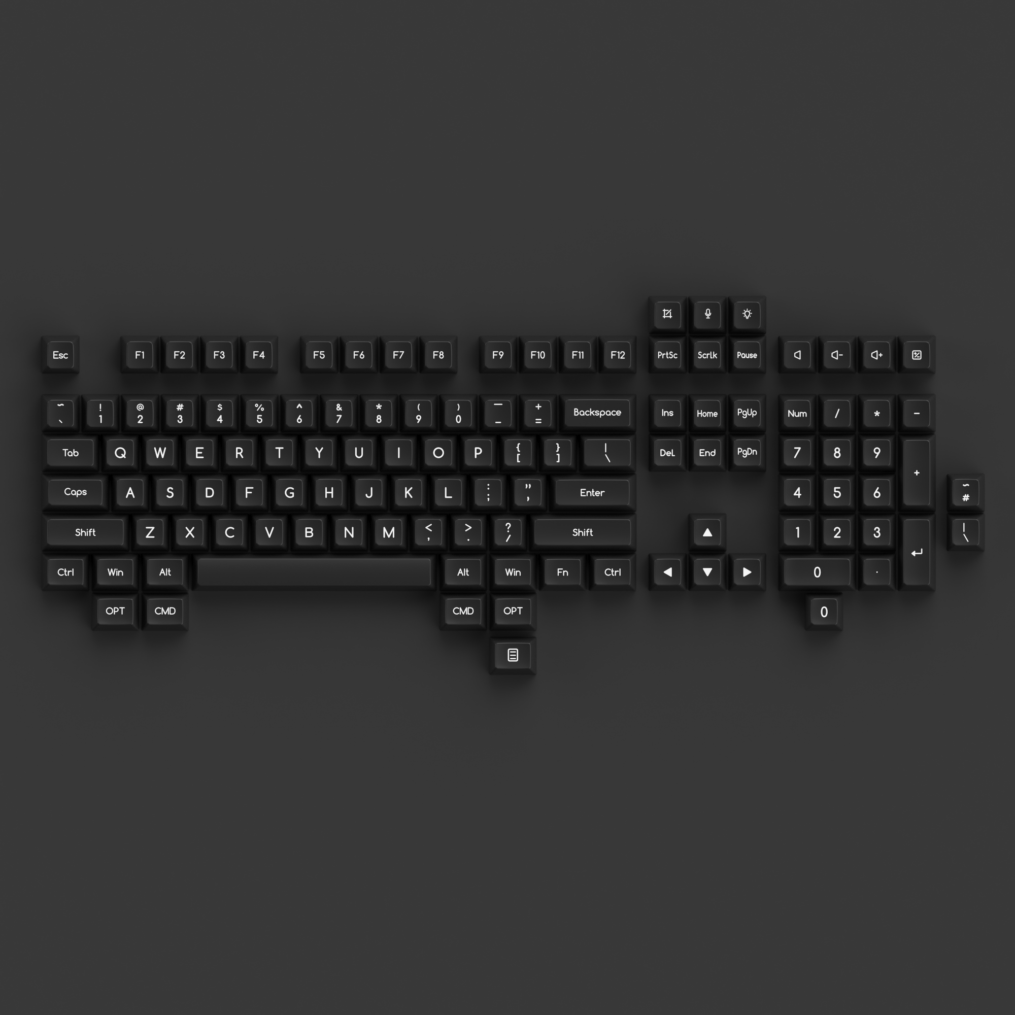 White on Black ABS SAL Keycap Set (195-Key)