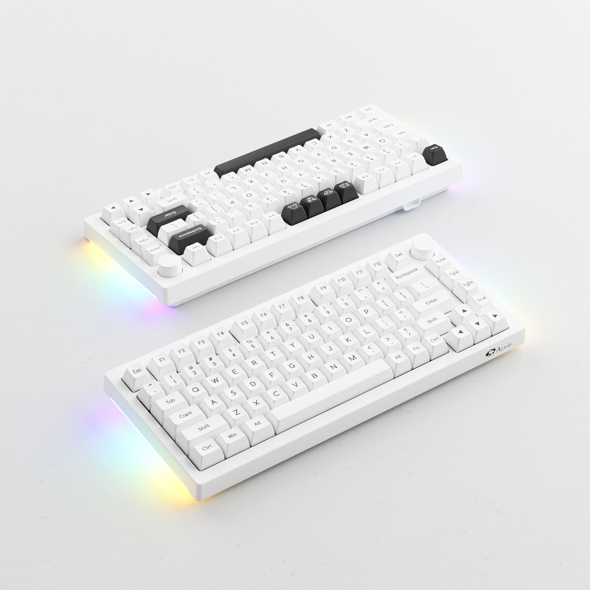 Black on White ABS SAL Keycap Set(195-Key)