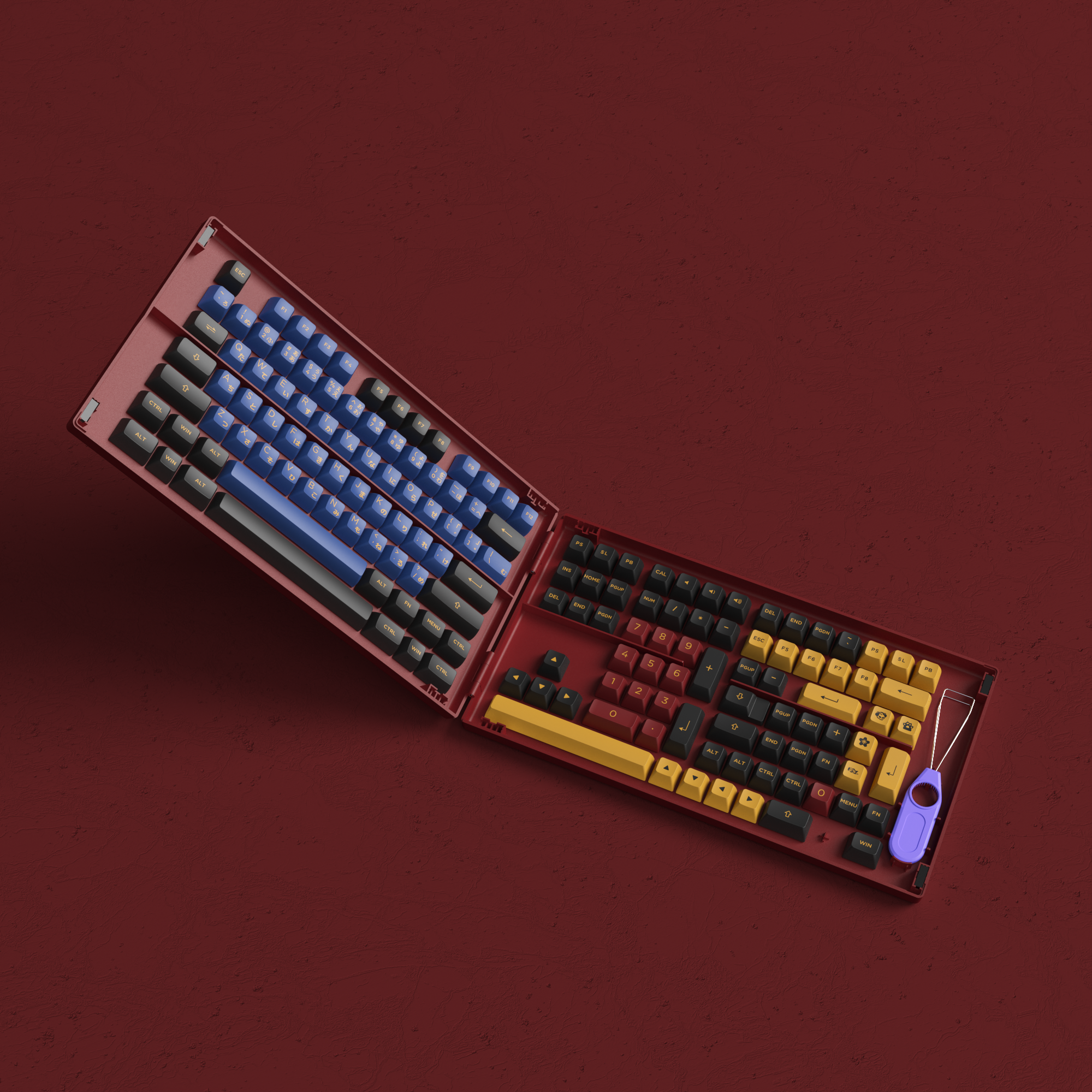 Red & Blue Samurai Keycap Set (226-key)