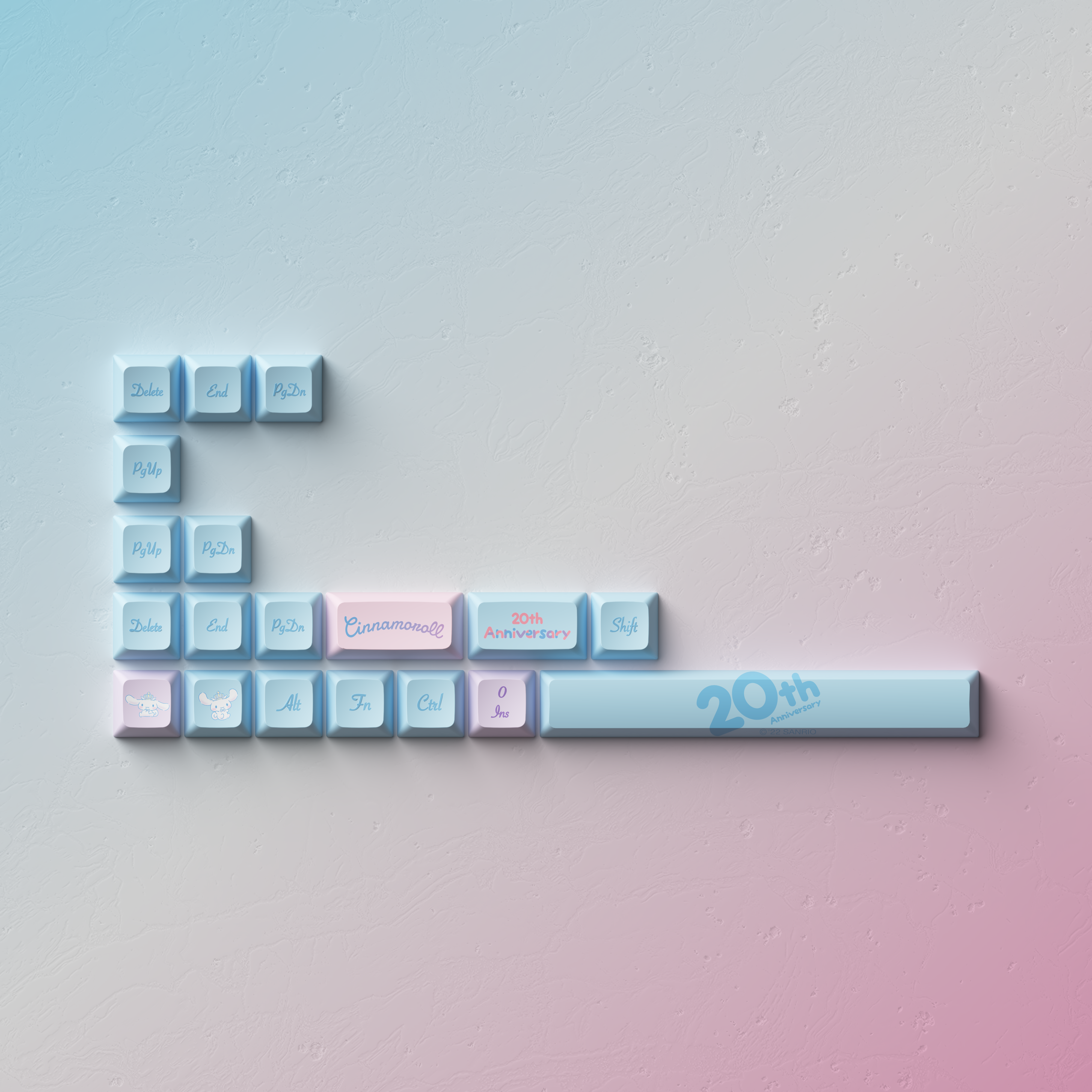 Cinnamoroll 20th Anniversary Rainbow Keycap Set