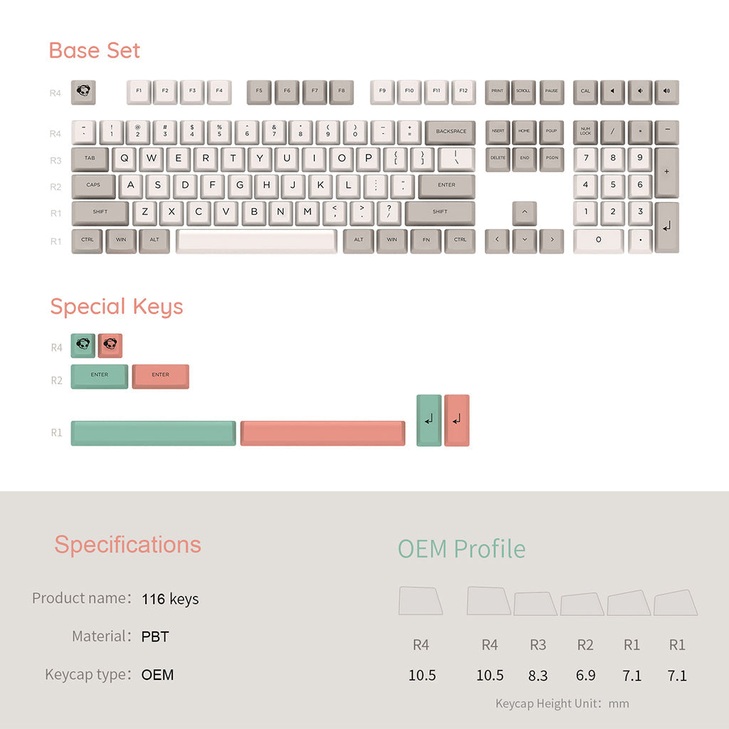 9009 Dye-Sub Keycap Set(116-Key)